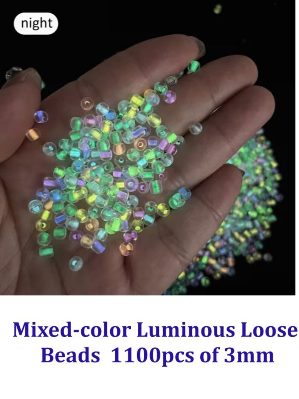 Mixed-color Luminous Loose Beads 1100pcs of 3mm